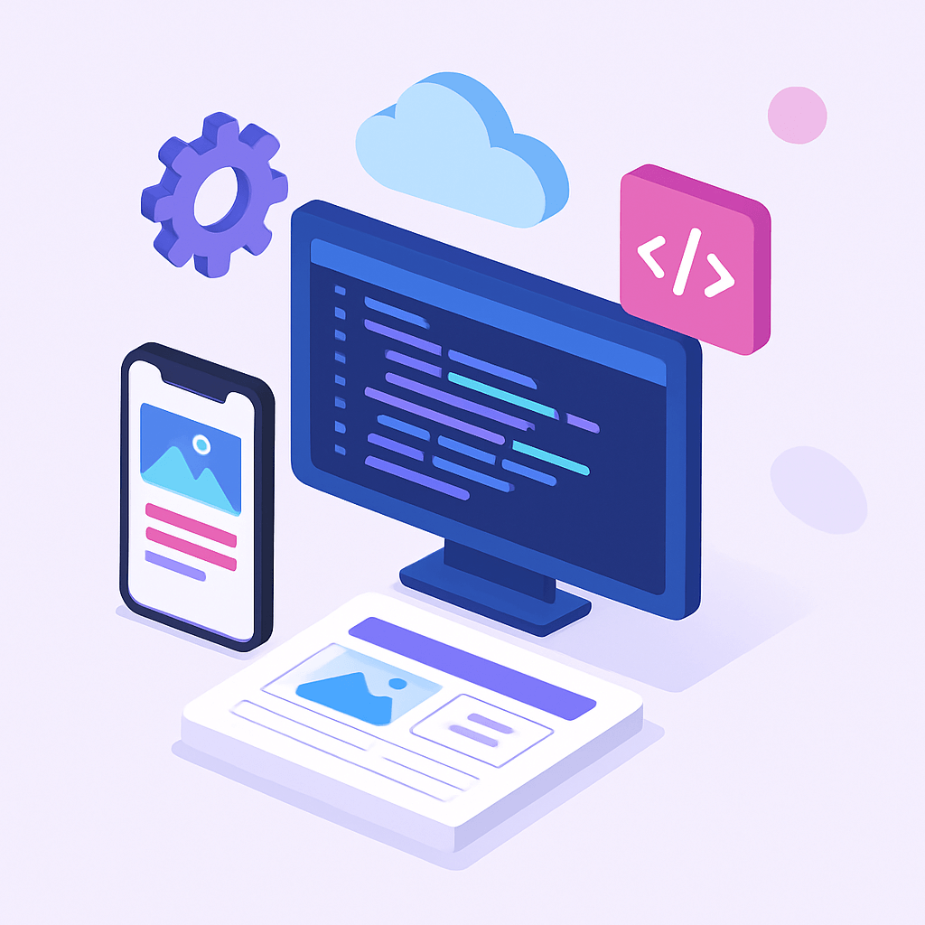 Mobile App Development - 3D Isometric Illustration